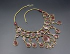 Vintage Afghan Alpaka Necklace  Brown Enamel Tassels Costuming  Necklace 