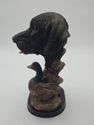 Vintage Hunting Dog   Duck Figurine 10  Black Lab Retriever Sculpture   