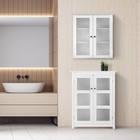 Elegant Home Fashions Bathroom Conner Floor Storage Cabinet 2 Glass Doors White