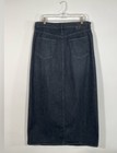 Banana Republic Denim Maxi Skirt Sz 12 Large Center Slit In Black Rinse New Nwot