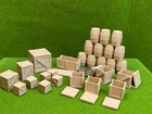O Scale 1 48 Crates   Barrels Set     3d Printed Scenery     25-piece Rustic Freight