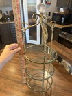 22 H Diminutive French Wrought Iron Decorative   tag  re With Round Glass Shelves 