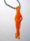 Halloween Plastic Devil Satan Keychain Charm Gothic Spooky Gift Orange Vintage