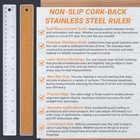 Stainless Steel Metal Ruler With Non-slip Cork Back For Home Improvement  