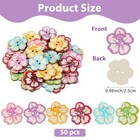 50 Pcs 1-inch Wood Buttons For Crafts  2 Hole Decorative Flower Buttons 