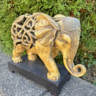 Vintage Jali Elephant   Carved Sculpture  Statue Figurine Openwork Lattice