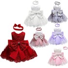 Flower Girl Dress Lace Princess Bow Baby Wedding Birthday Party Dresses Gown