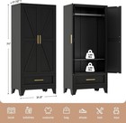 Cofar 71  Metal Wardrobe Cabinet With Hanging Rod And Drawers For Home Bedroom