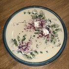 Vtg 14 5    Hand-painted Floral Pottery Serving Bowl Signed Cottage Farmhouse