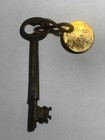 Vintage Antique Hotel Motel Room Key Brass Fob With Skeleton Key  45 1920 s-30 s
