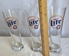 Set 3 Miller Lite Pilsner Beer Glass Tapered 8 5  Tall Flared Barware Glasses