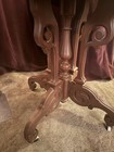 Antique Victorian Oval Shaped Marble Top Walnut Parlor Table