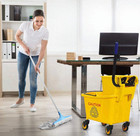 Commercial Mop Bucket W wringer  26qt Rolling Cleaning Trolley  Yellow