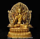 13  Old Tibet Copper Gilt White Tara Guanyin Kwnyin Backlight Buddha Statue