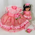 Pink Satin Ruffled Dress Outfit   Mini Toy Doll Set  For 18  American Girl Doll