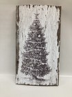 Primitive Style Christmas Tree Scene On Chippy Reclaimed Barnwood Farmhouse