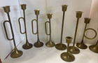 Lot Of 11 Vintage Brass Candlestick Holders Tapered Graduated Wedding Decor