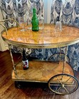 Vintage 1950   s Italian Mid Century Marquetry  Barwagon Trolley   Inlay Wood