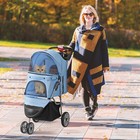 Pet Stroller Foldable 3 Wheels Dog Stroller Carrier Cart With Cup Holder Blue