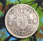 1952 Portugal 72  Silver 10-escudos Coin  Portuguese Guinea  Towers  Km  10