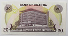 1979 Uganda 20 Twenty Shillings Banknote Uncirculated B 82 740087