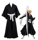 Bleach Kurosaki Ichigo Costume Robe Cloak Coat Japanese Anime Cosplay Halloween