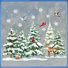  Winter Forest Animals Window Clings  Snowy Woodland Pine Tree Birds Reindeer 