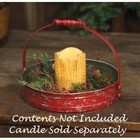 New Primitive Aged Red Tray Chippy Metal Handle Country Kitchen Tabletop 10  W