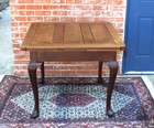 English Antique Queen Anne Table   Oak Draw Leaf Kitchen Dining Table
