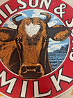 Vintage A  T  Wilson   Sons Milk Dairy Cow 11 3 4  Porcelain Sign - Ande Rooney