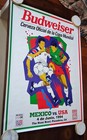 Vintage 1994 World Cup Budweiser Soccer Poster Mexico Vs Usa Rose Bowl 35x27