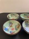 Vintage Chinese Porcelain Celadon Rice Grain Bowls Set 4 Hand Painted 5 