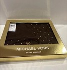 New Authentic Michael Kors 2-pc Gift Set Studded Hat   Scarf Brown Acrylic