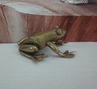 Vintage Solid Brass Frog Figurine  Home Garden Decor