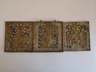 Antique Russian Bronze Enamel Three Folded Icon  deesis  19thc