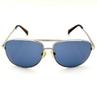 American Eagle Aviator Sunglasses Silver Metal Vintage Designer Frame Blue Lens