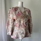 Vintage    90s Sl Fashions Cream Floral Print Button Front Lightweight Jacket