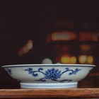 7   china Antique Old Mingchenghua Blue White Hand Drawn Broken Branch Flower Disc