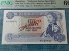          Mauritius 5 Rupees 1978 P-30ccs1  Pmg 66 Unc Banknotes 122025-15