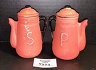 Red Coffee Pot Salt And Pepper Shakers Vintage