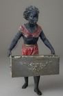 Antique Cold Painted Spelter Blackamoor Wall Pocket  tobacco Humidor 14   