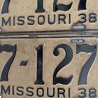 1938 Missouri License Plate Set Matched Pair Vintage Rat Rod Classic Car