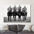 Football Four Horsemen Men On Horseback Black   White Canvas Wall Art Print