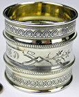 Antique Victorian Aesthetic Sterling Silver Napkin Ring 3-letter Monogram  27g