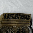 1988 Olympics Brass Metal Belt Buckle Team Usa Mens Vintage Rings Seoul Korea 88