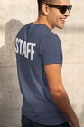 Men s Staff T-shirt Screen Print Tee  chest   Back Print  Heather Denim   White 