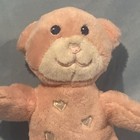 Vintage Dan Dee Pink   Hearts Teddy Bear Baby Rattle Stuffed Animal Plush 8   