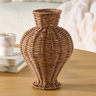 Woven Faux Rattan Indoor Vase  10   Brown