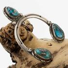 Old Navajo Squash Blossom Necklace Pendant Naja Sterling Silver Morenci Turquois