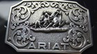 Ariat Western Belt Buckle Filigree Logo Team Roper Silver A37011